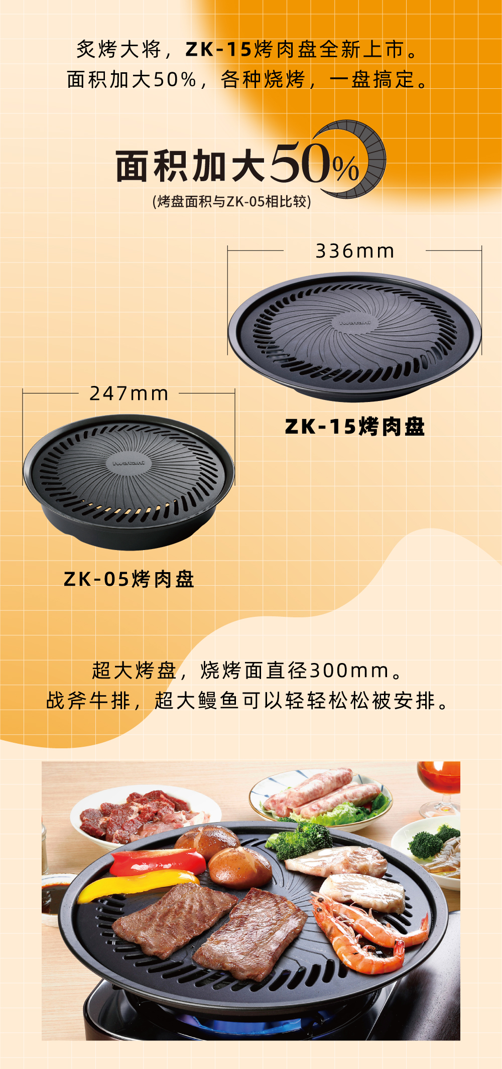 炙烤大將，zk-15全新上市。面積加大50%，各種燒烤，一盤搞定。